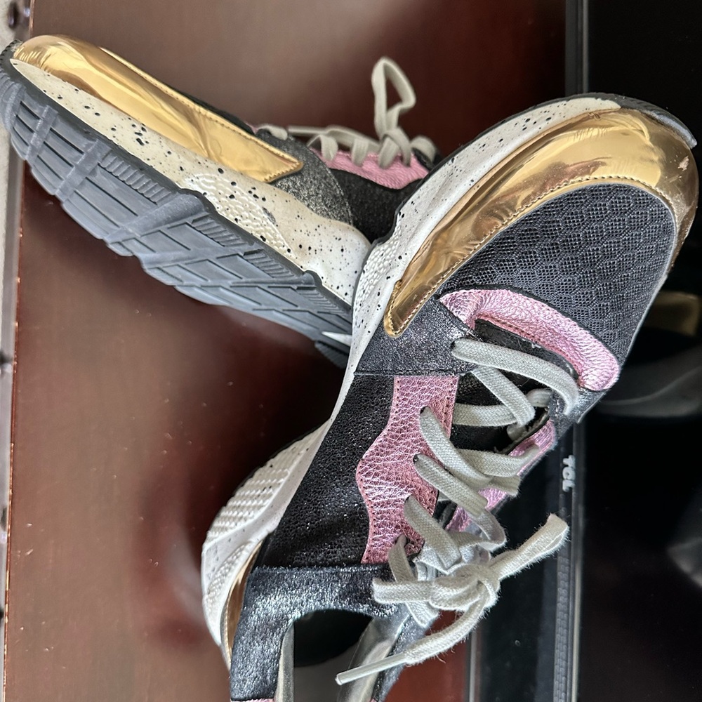 P448 Women's Sneakers in Black, Pink, and Gold